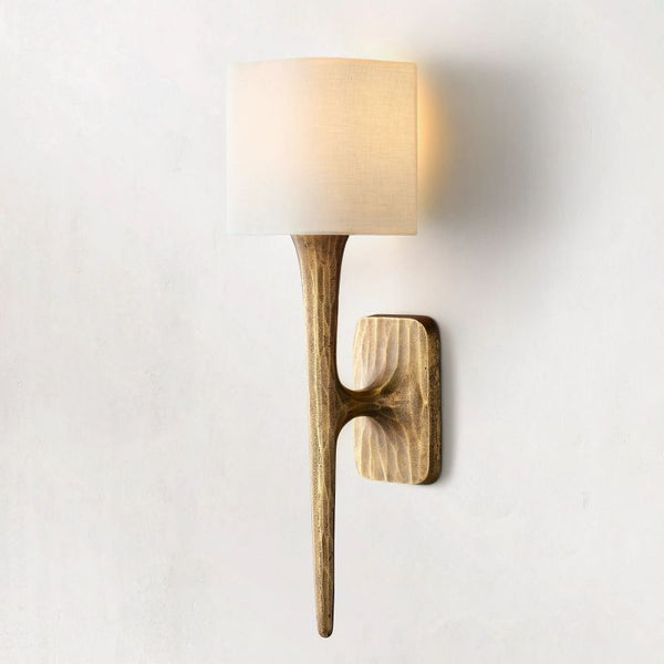 Thaddeus Forged Brass Shaded Wall Sconce 22"H