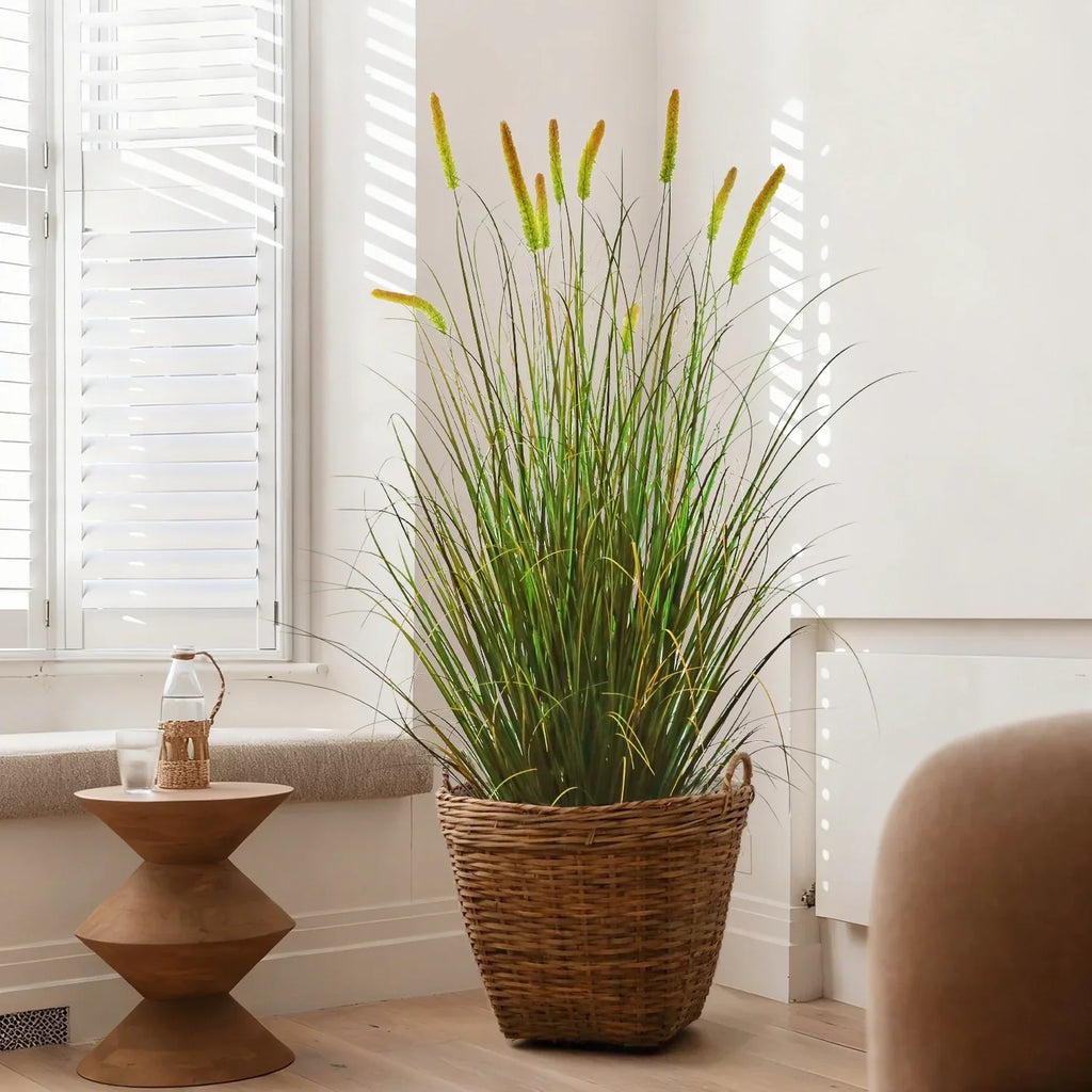 $1000+ Purchase Gift | Artificial 10-Head Long Cat Tail with Curved Onion Grass Bonsai 67
