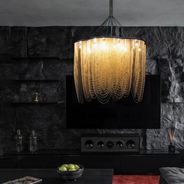 Post-Modern Tassel Aluminum Chain Flower Chandelier
