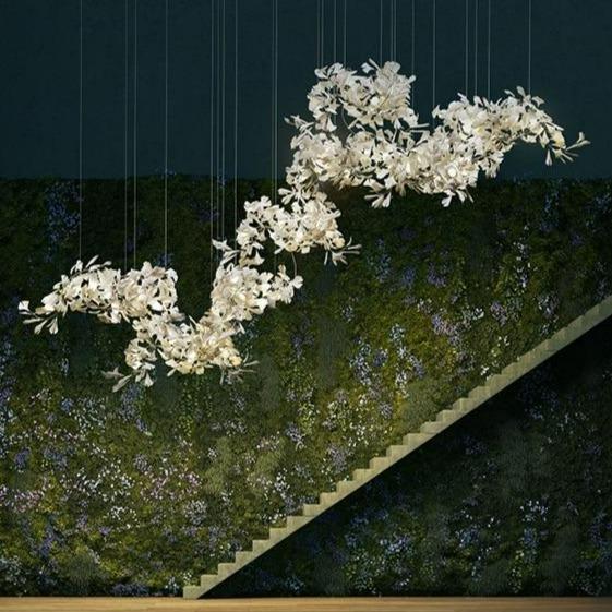 Gingko Classic Large Ceramic Flower Artistic Branch Chandelier