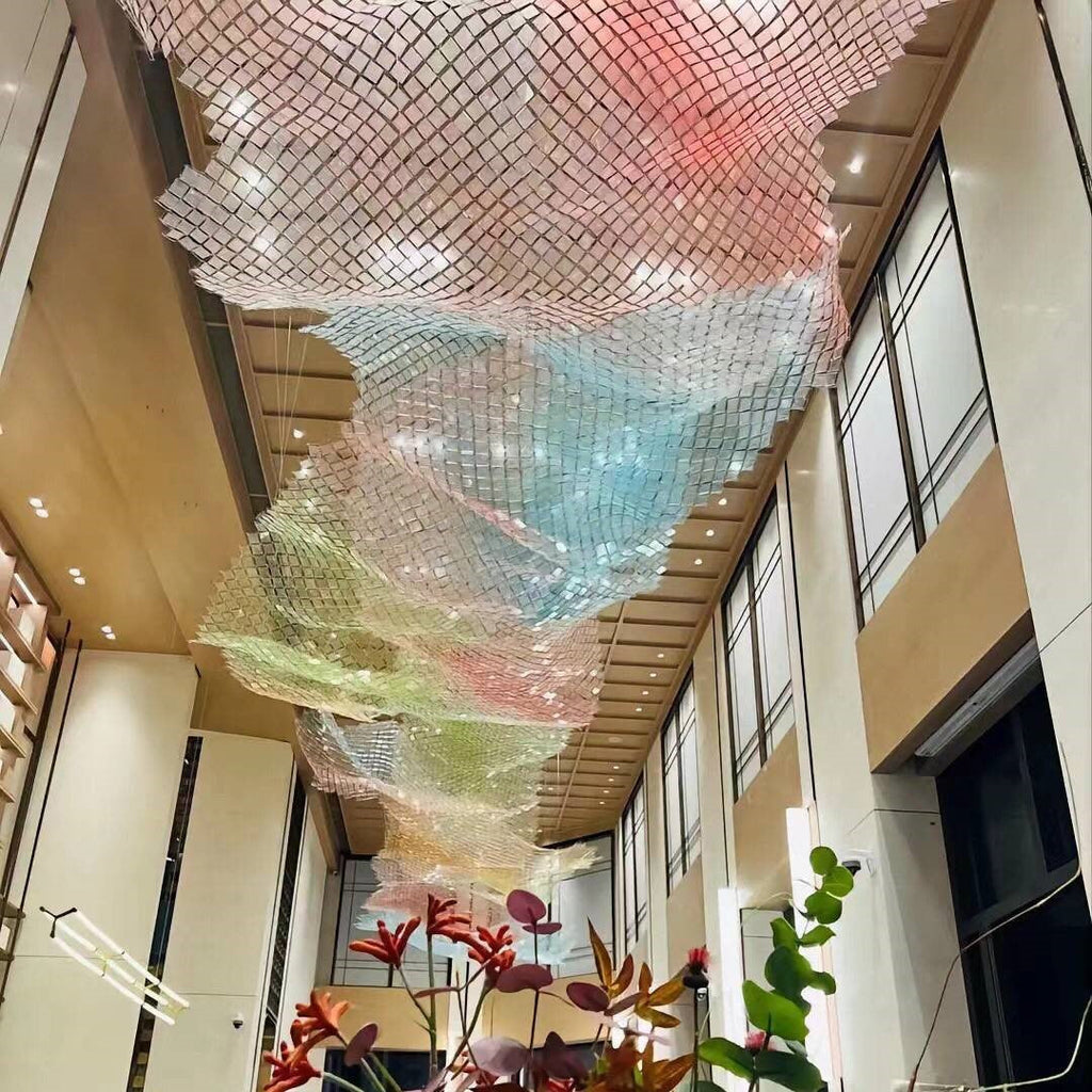 Acrylic Colorful Ceiling Chandelier with Adjustable Wire for Hotel Restaurant Villa