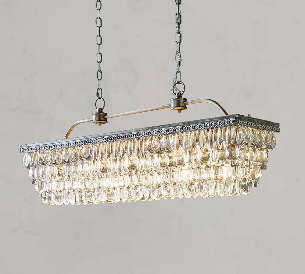 Clarissa Rectangular Crystal Chandelier (30"-40")