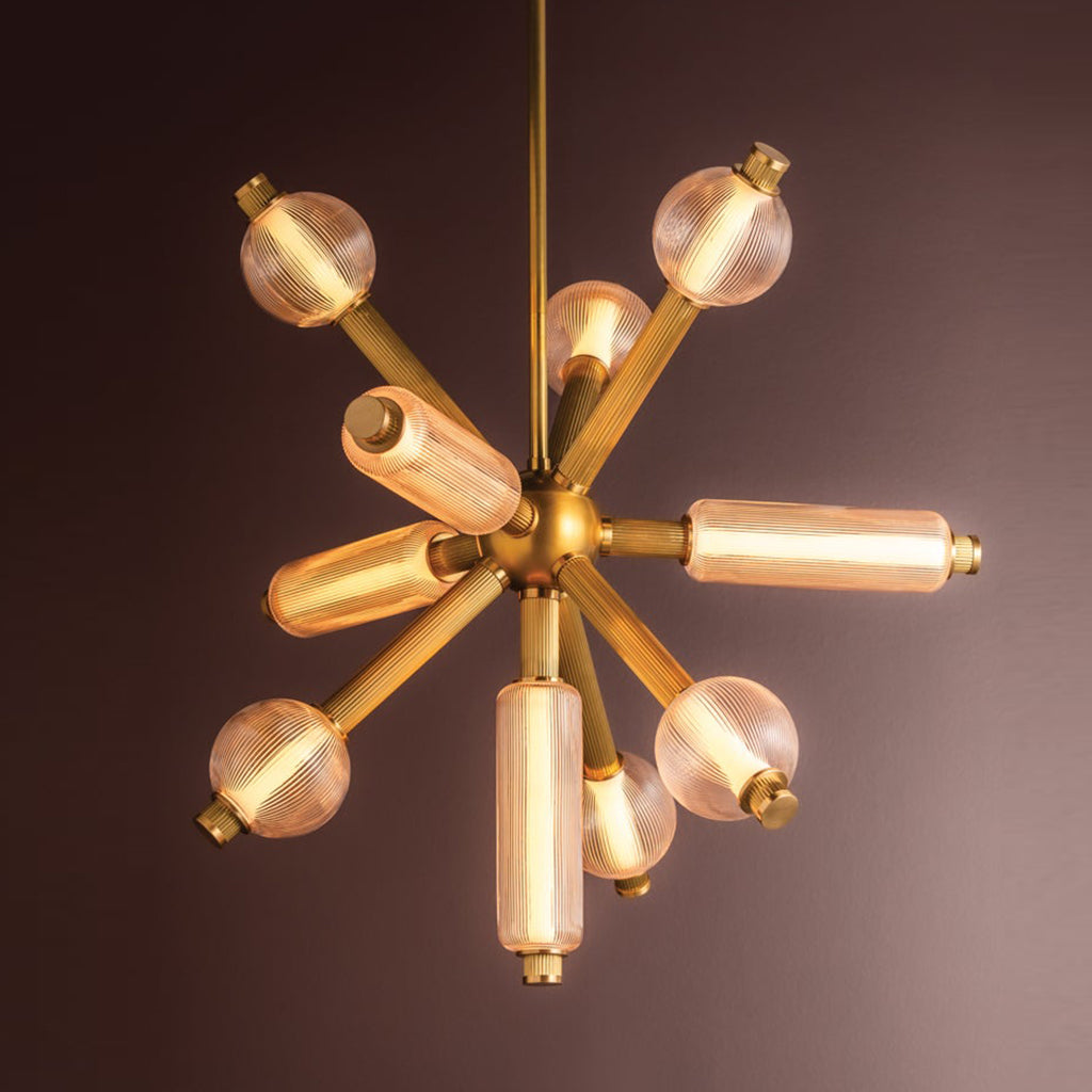 Ionylune LED Chandelier Brass & Glass 36
