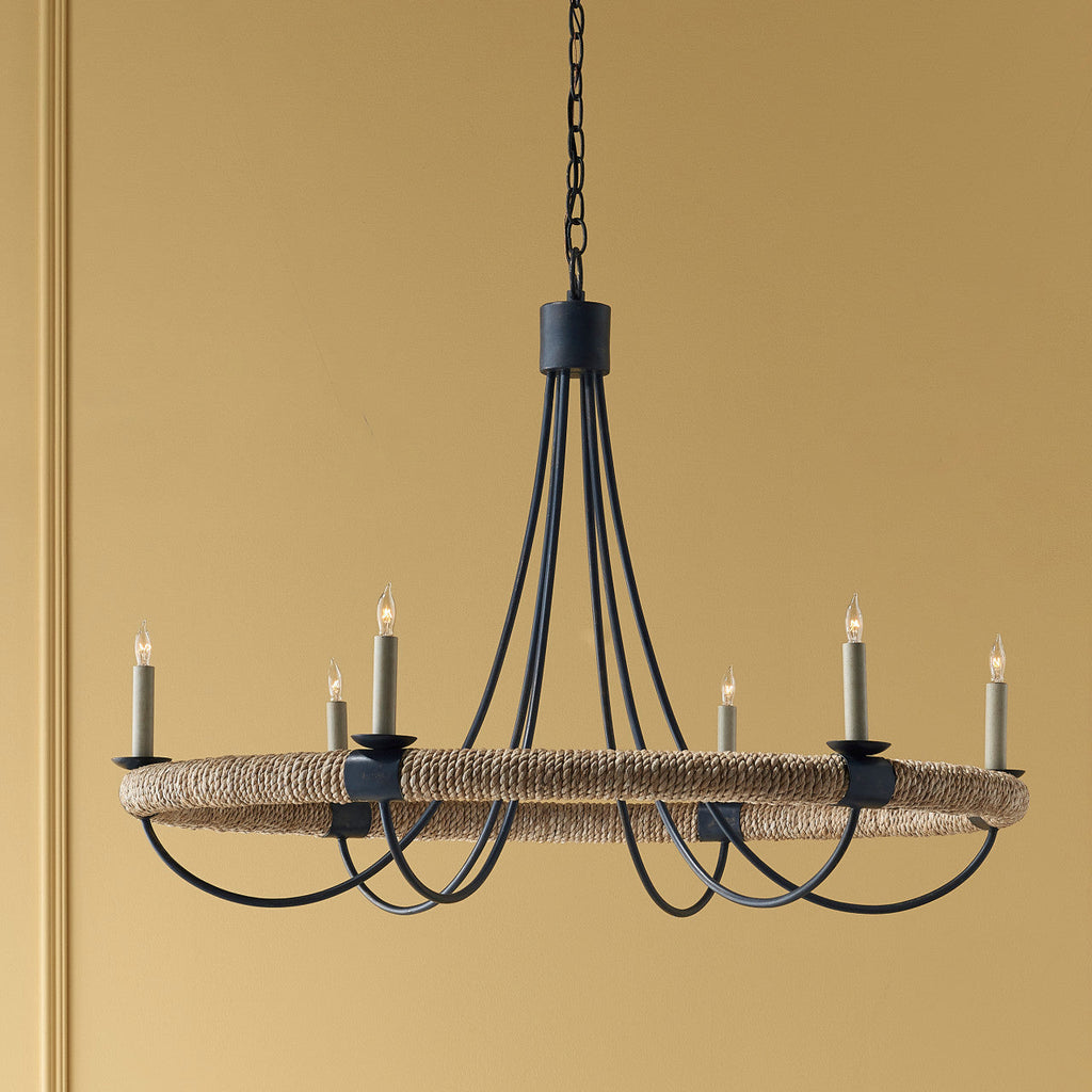 Xanaesyl Chandelier Wrought Iron & Abaca Rope 38.5