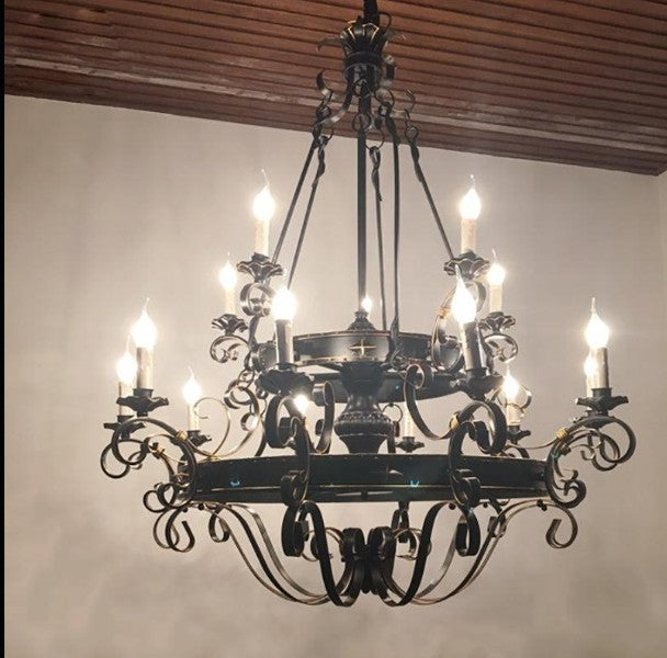 Vintage Iron Simple Candle Art Chandelier for Living Room / Villa / Stairs- Custom 15 Lights