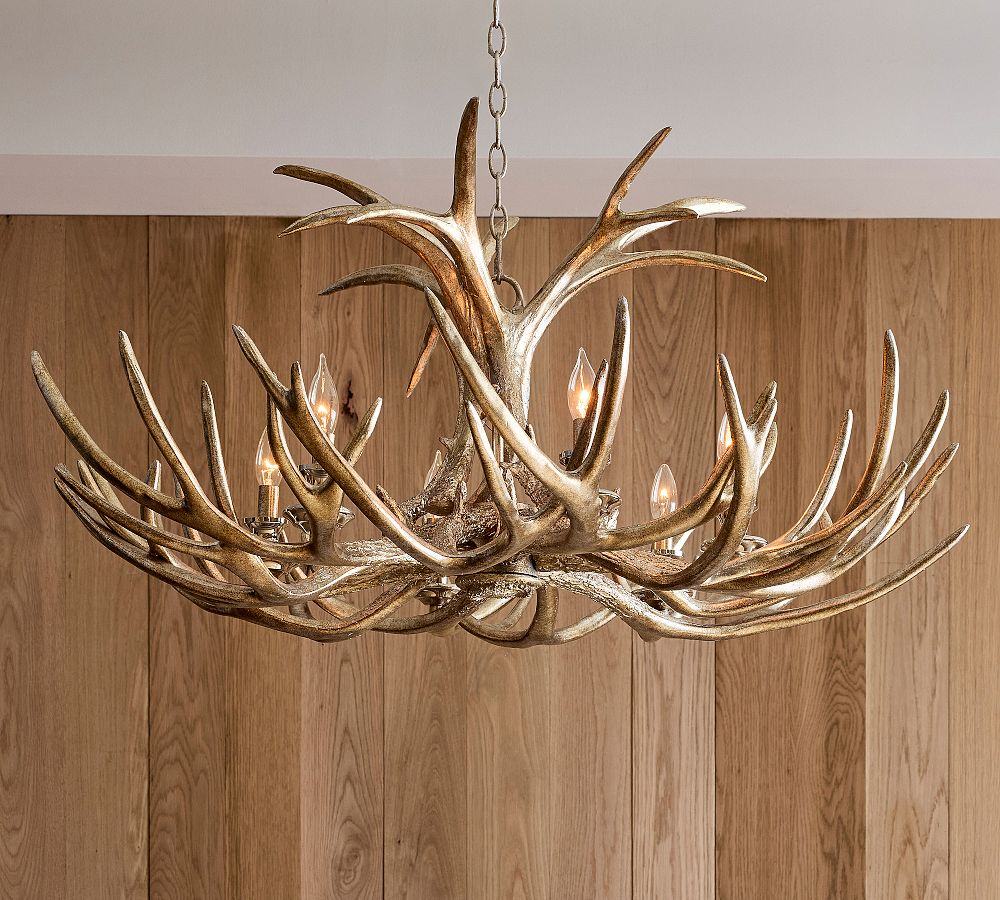 Faux Antler Round Champagne Chandelier (48")