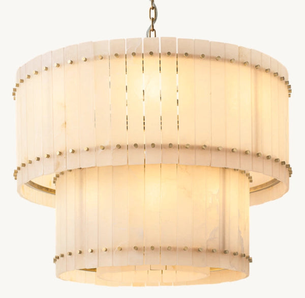 Sun Marcus Alabaster Round Tiered Chandelier 37"