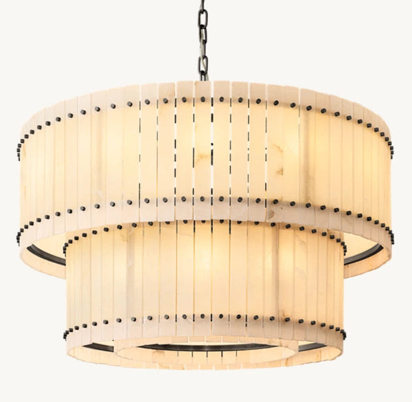 Sun Marcus Alabaster Round Tiered Chandelier 48"