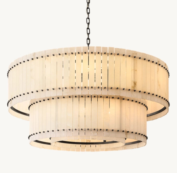Sun Marcus Alabaster Round Tiered Chandelier 60"