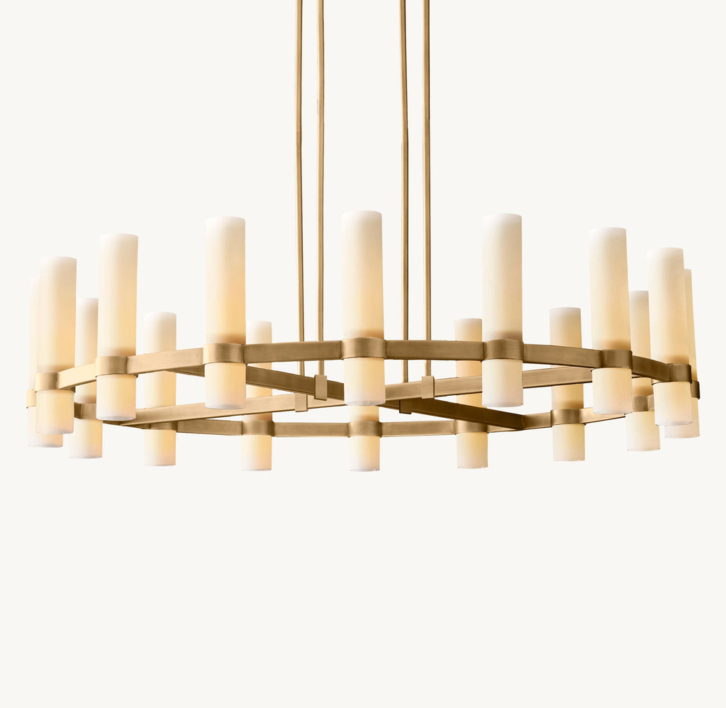 Ravelle Round Milk Glass Chandelier 48