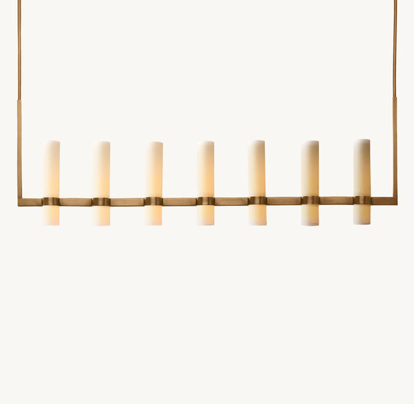 Ravelle Linear Milk Glass Chandelier 59"