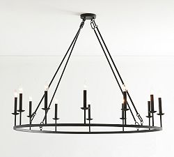 Remington Iron Round Ceiling-Mounted Chandelier (50")