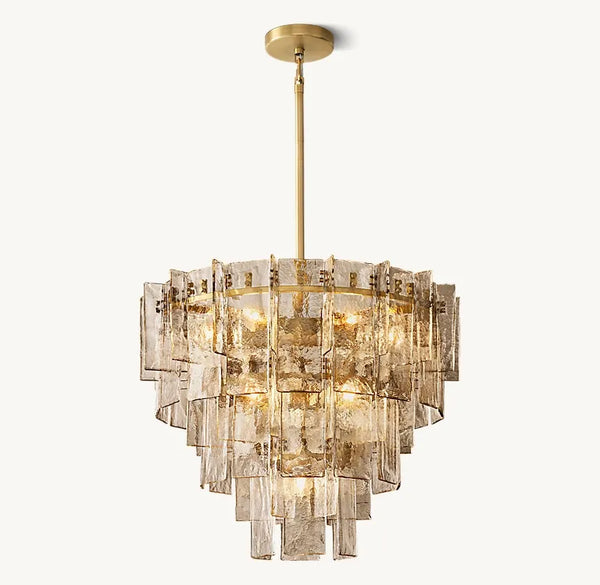 Lattce Somke Glass Tiered Round Chandelier 36"