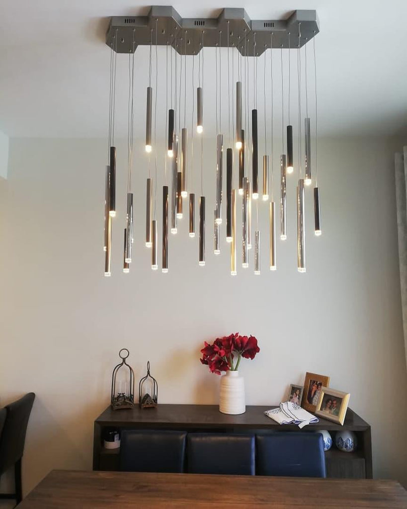 Brillia Round Two-Tone Tubular Pendant Light Chandelier