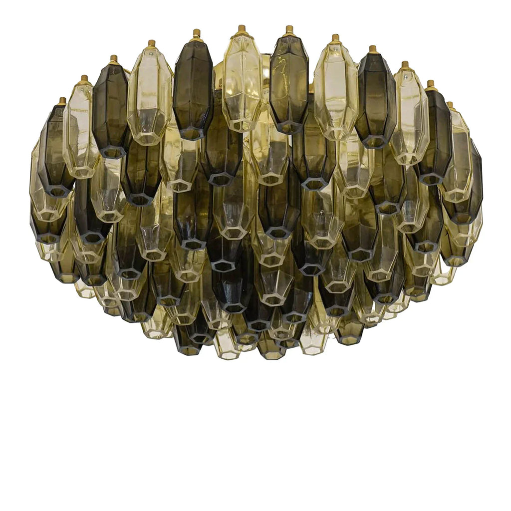 Prismatico 91 Elements Amber And Taupe Compact Glass Chandelier 25