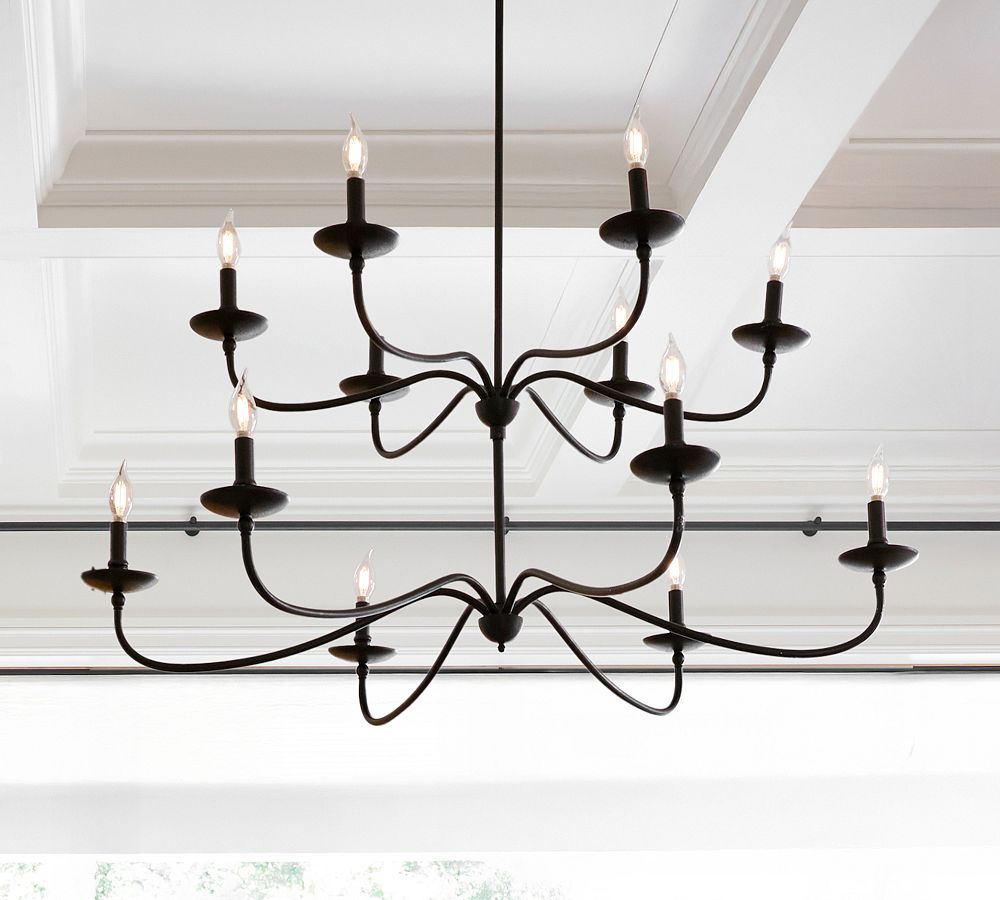 Lucca Iron Round 2-Tier Chandelier (48")