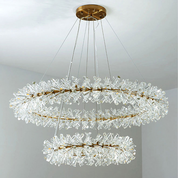 Postmodern Two-Tier Ring Crystal Chandelier