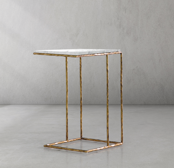 Thaddeus Forged Iron Mable C-Shaped Side Table