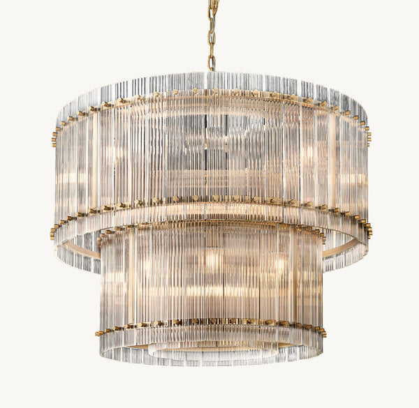 SUN MARCUS GLASS TWO-TIER ROUND CHANDELIER 37"