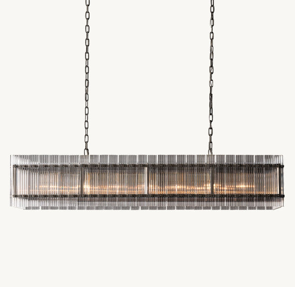 SUN MARCUS GLASS RECTANGULAR CHANDELIER 54"