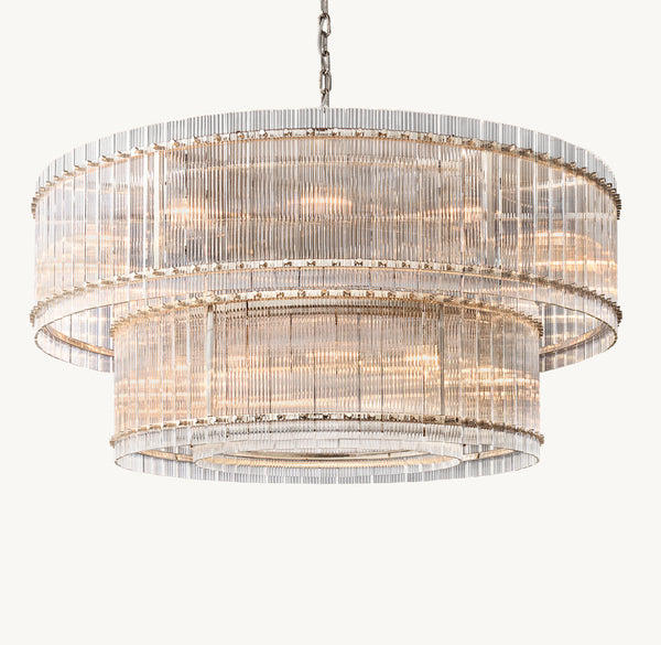 SUN MARCUS GLASS TWO-TIER ROUND CHANDELIER 60"