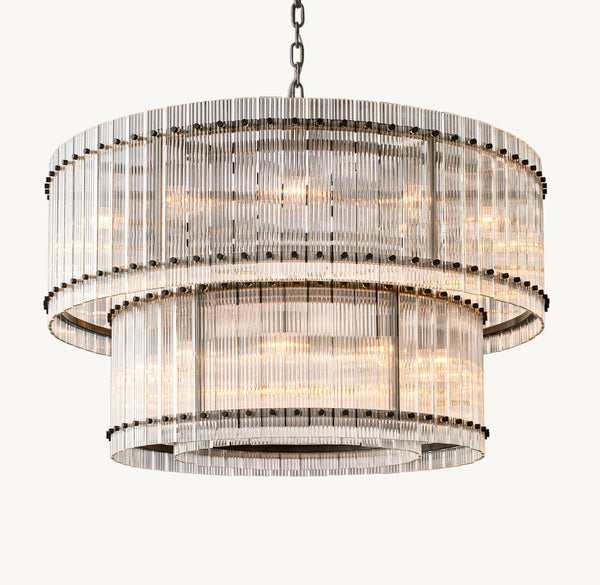 SUN MARCUS GLASS TWO-TIER ROUND CHANDELIER 48"