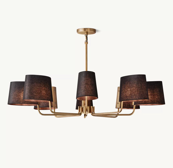 Martineau Round Black Linen Chandelier 48"