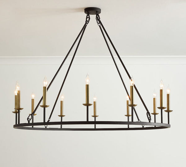 Remington Iron Round Ceiling-Mounted Chandelier (50")
