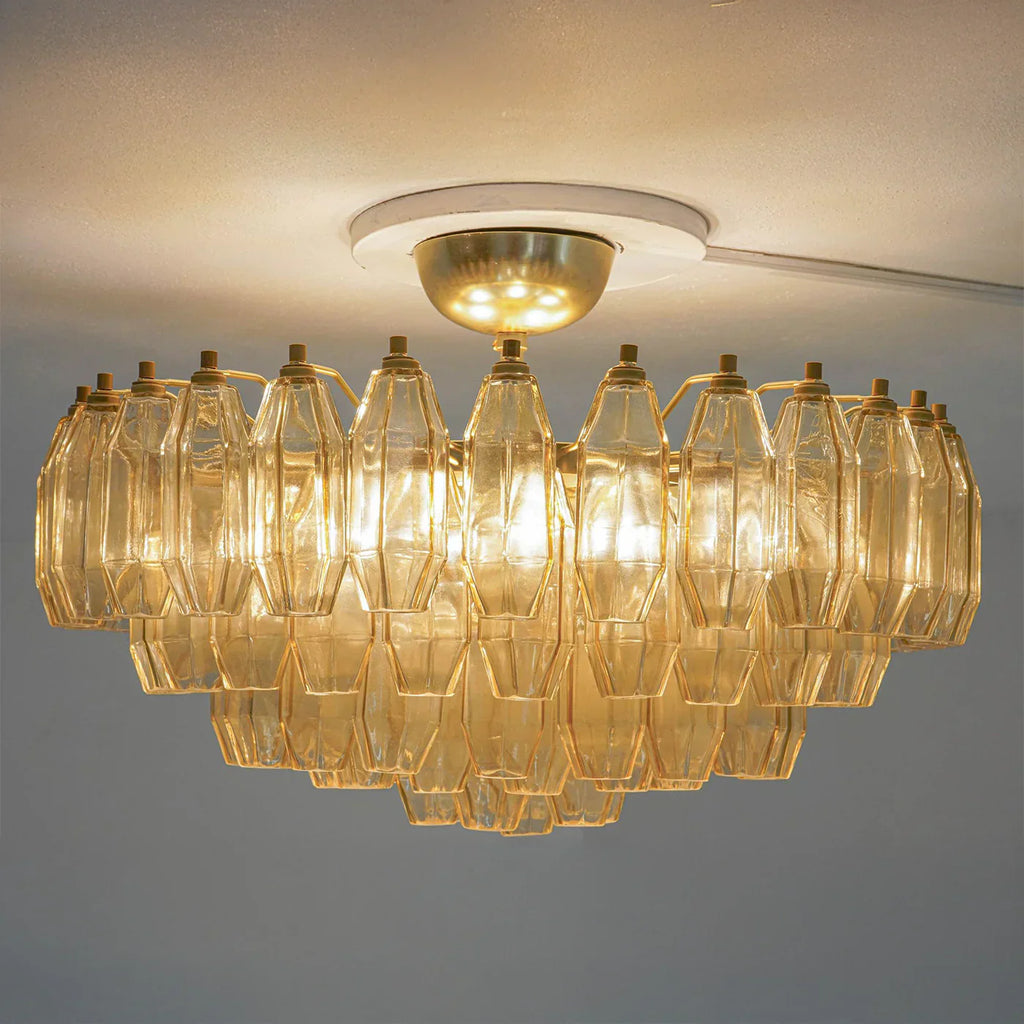 Prismatico 91 Elements Amber Compact Glass Chandelier 25