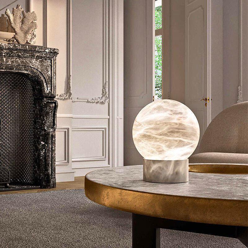 Wenny Round Alabaster Table Lamp - Yovalighting