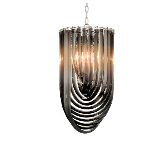 Chandelier Murano Polish Nickel - Smoke Glass