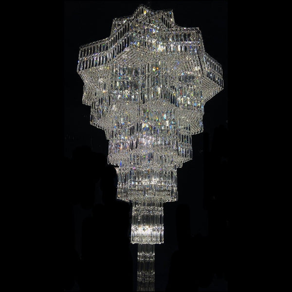 Luxury Plaza Multi-Tier Crystal Chandelier for High Ceilings/Hotel Hall / 2 Story Foyer