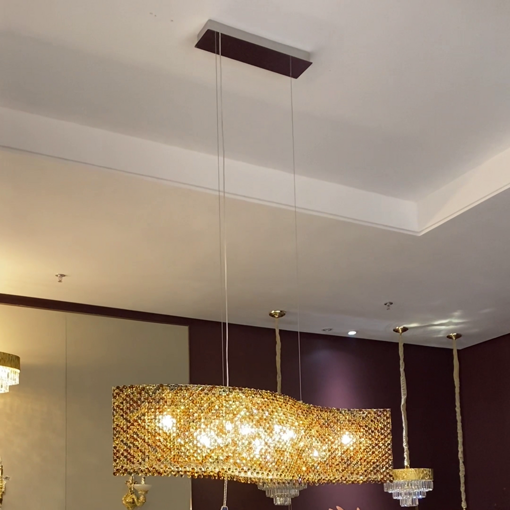 Italian Modern Light Luxury Round/Wavy Crystal Chandelier Decorative Light Fixture for Living Room/Dining Room