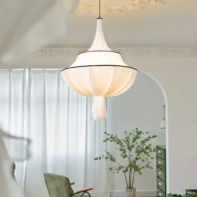Jenko: White Beige Fabric Chandelier Japanese Retro Wabi - Cloth ...