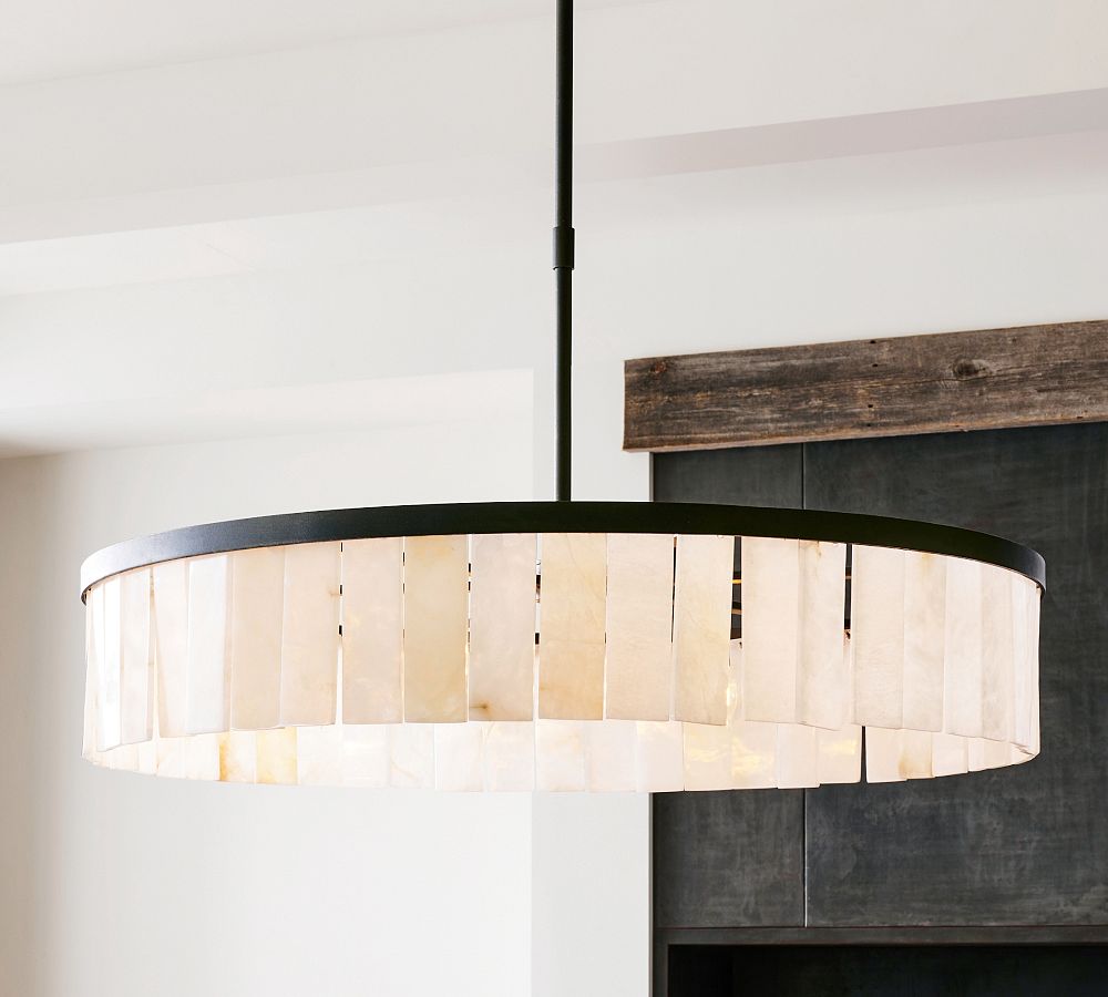 Windham Alabaster Tile Round Chandelier (30"-42")